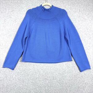 J Crew Sweater Women Medium Rollneck Cotton Blend Relaxed Fit Fisherman Heritage